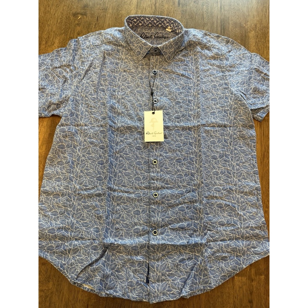 New $188 Robert Graham Men's Vinaco Classic Fit Print Shirt Linen/Viscose SZ. M